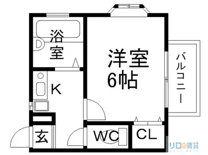 クオリティ宝塚(1K/2階)の間取り写真