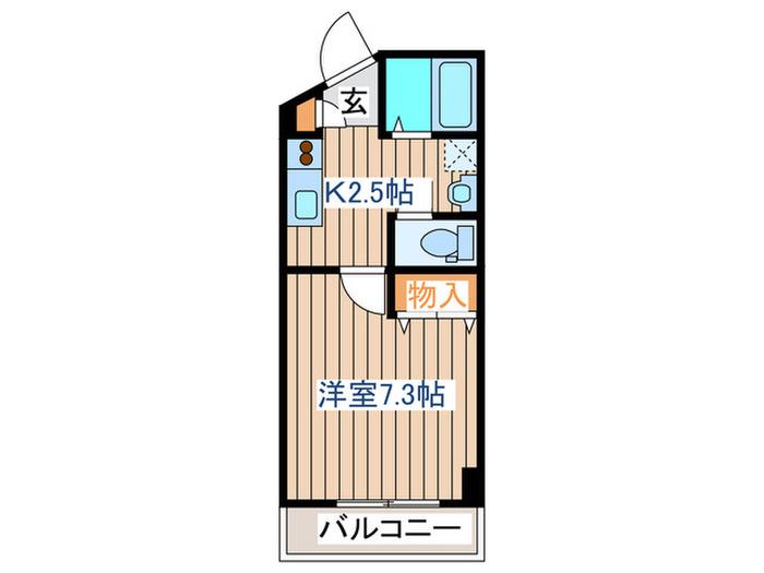 ハッピネス泉中央(1K/2階)の間取り写真