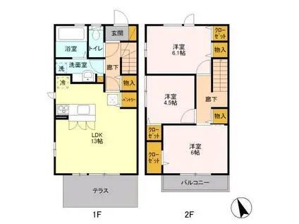 CERIZE(3LDK/1階)の間取り写真