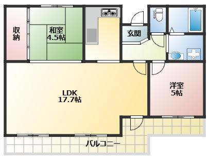ラブリー姫路手柄山(2LDK/5階)の間取り写真