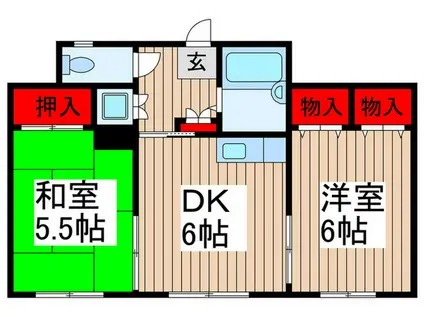 メゾンドプライム(2DK/2階)の間取り写真