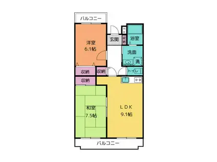 アンビシオン函南(2LDK/2階)の間取り写真