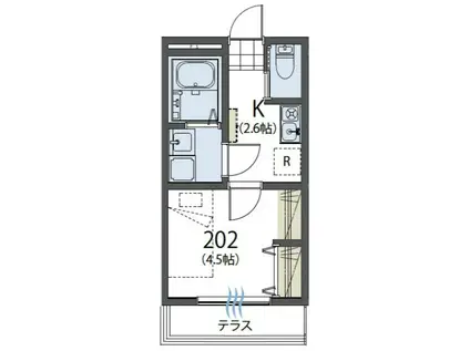 SIESTA VILLA 東武練馬 GRESIARE(1K/2階)の間取り写真