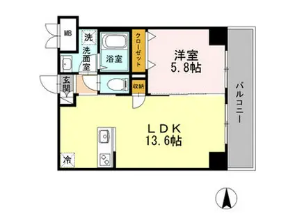 グランパルク小金井(1LDK/4階)の間取り写真
