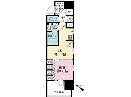 ライオンズ横濱関内レジデンス(1DK/2階)の間取り写真