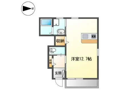 グランTボナール(ワンルーム/1階)の間取り写真