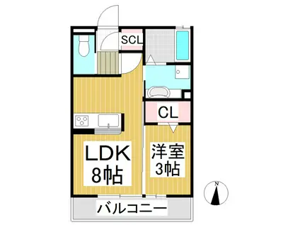 フレンテ泉(1LDK/1階)の間取り写真