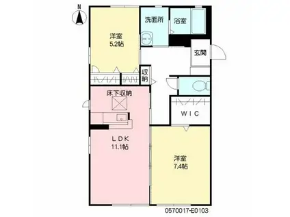 フェリーチェ桜坂(2LDK/1階)の間取り写真