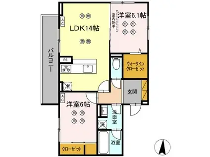 ローテ ベルク(2LDK/3階)の間取り写真