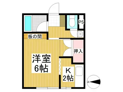 ホリウチハイツ(1K/2階)の間取り写真