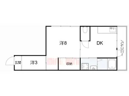 BLANCUBE西山(2DK/2階)の間取り写真