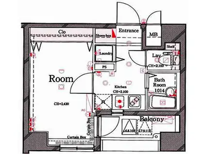 セジョリ横浜みなとみらい(1K/11階)の間取り写真