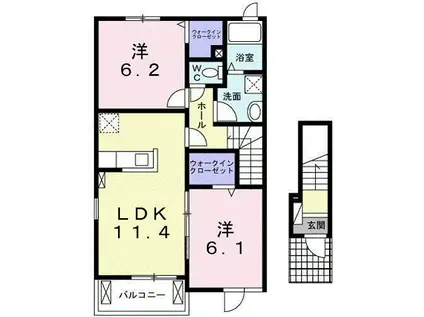 コート・ダジュール川余郷II(2LDK/2階)の間取り写真