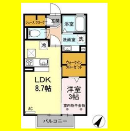 TSステージ(1LDK/1階)の間取り写真