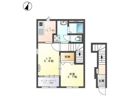 庄内アパート工事(1LDK/2階)の間取り写真
