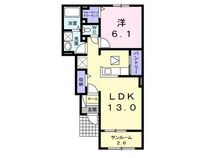 エレガンス II 青柳町(1LDK/1階)の間取り写真