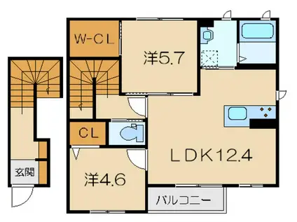 アブニール A棟(2LDK/2階)の間取り写真