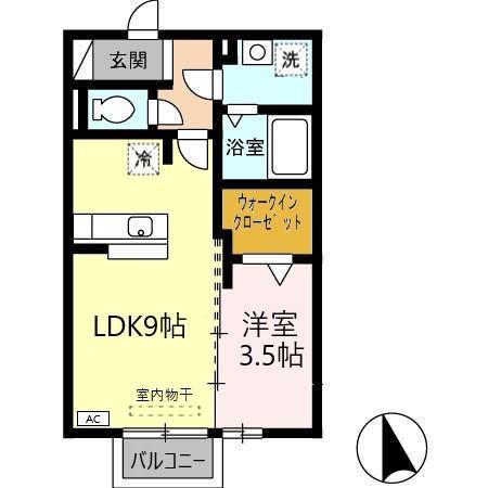ネクサス B(1LDK/2階)の間取り写真