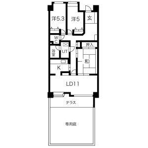 エクセレンス志賀本通(3LDK/1階)の間取り写真