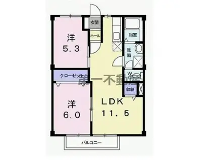 オートハイツII(2LDK/1階)の間取り写真