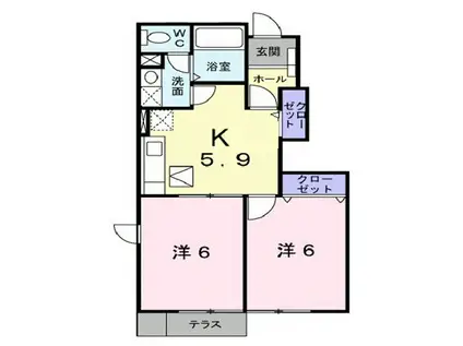 ベルオーブメゾンA(2K/1階)の間取り写真