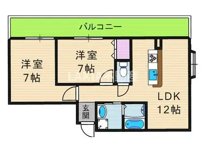 ロイヤル文の里(2LDK/6階)の間取り写真
