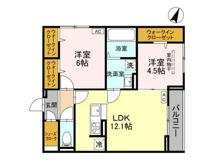 D-ROOM北越谷3丁目PJ A棟(2LDK/3階)の間取り写真