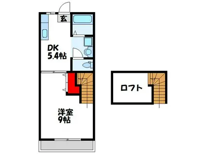 ジェニファー29 A棟(1DK/1階)の間取り写真