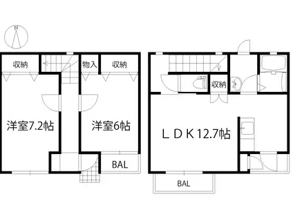 ネオマーブル(2LDK/1階)の間取り写真