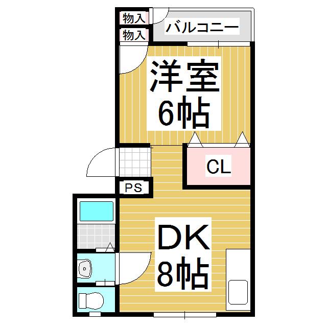 パールハイツA(1DK/1階)の間取り写真