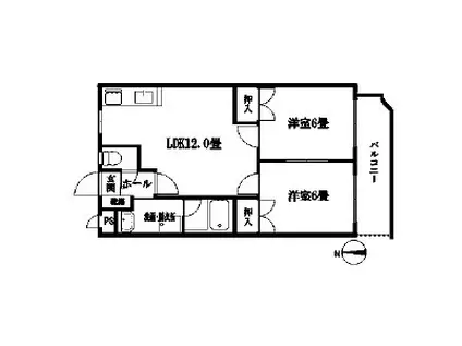 サンヒルズ坂之上(2LDK/1階)の間取り写真