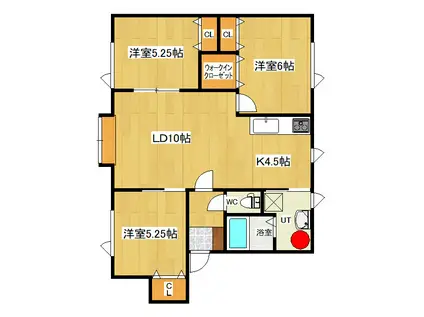 コーポやまもと6(3LDK/2階)の間取り写真