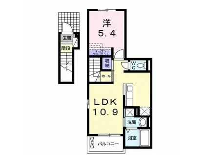 マルベリー フィールド C(1LDK/2階)の間取り写真