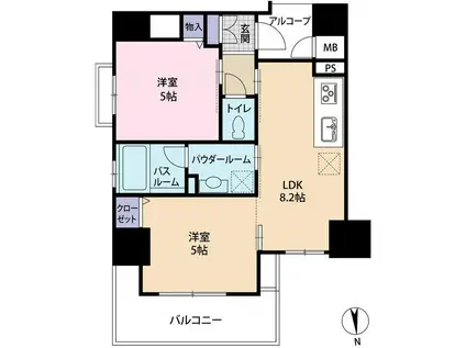 エステムプラザ心斎橋エグゼ(2LDK/6階)の間取り写真