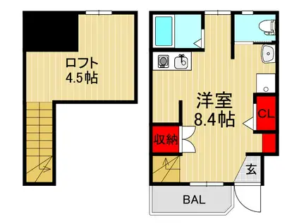 SOLEIL芝高木(ワンルーム/1階)の間取り写真