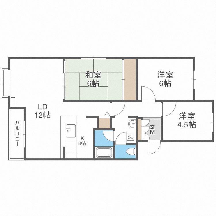 ボナンザプレイスII(3LDK/1階)の間取り写真