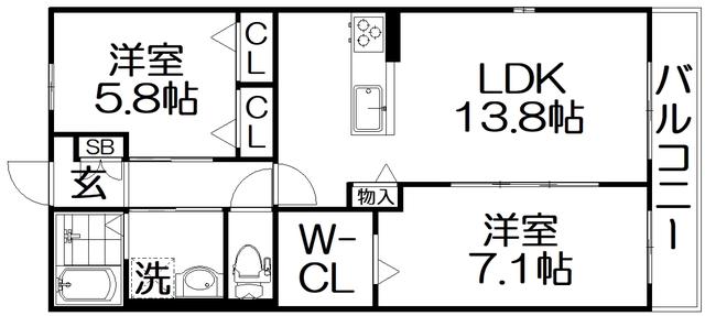 SCHWARZ SCHLOSS(2LDK/3階)の間取り写真