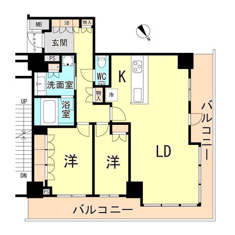 ザ・パークハウス神戸タワー(2LDK/19階)の間取り写真
