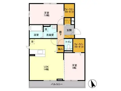 フェザント(2LDK/3階)の間取り写真