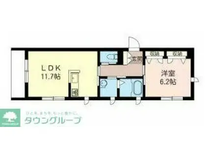 ブルームーン(1LDK/1階)の間取り写真