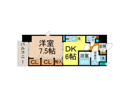 ARTEMIS(1K/6階)の間取り写真