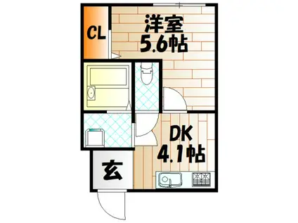 京町プレイスレジデンスI(1DK/3階)の間取り写真