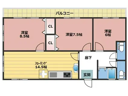 トーチカンビル(3LDK/2階)の間取り写真