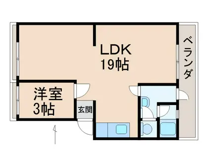ハイツ緑ヶ丘(1LDK/2階)の間取り写真