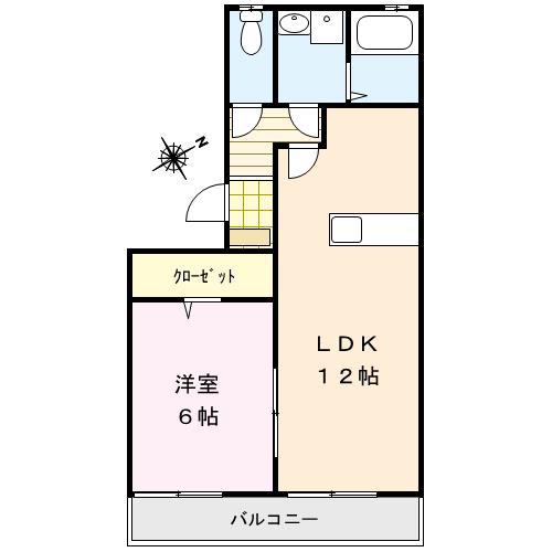 ハウスフリーデIII(1LDK/2階)の間取り写真