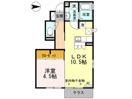 アリエッタ南町(1LDK/1階)の間取り写真