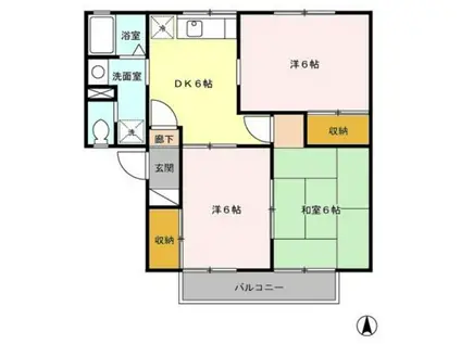 エミネンス 壱・弐番館(3DK/1階)の間取り写真