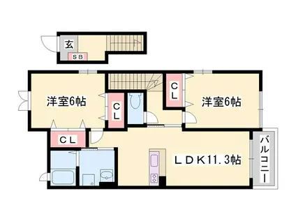 メリディオ ミキ(2LDK/2階)の間取り写真