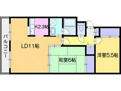 土屋ビル岩見沢(2LDK/3階)の間取り写真