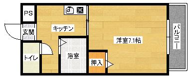 インカム21(1K/1階)の間取り写真